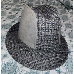 Vtg Custom Made Bee Hat Men's Fedora - 2 Tone Tweed & Suede Cosplay Size Medium